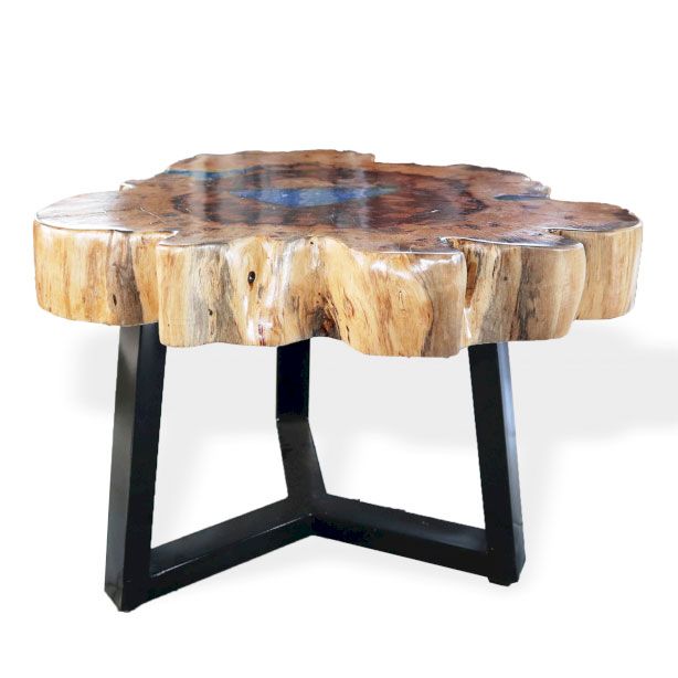 Tamarind and Resin Coffee Table - Sky Blue - Image 9
