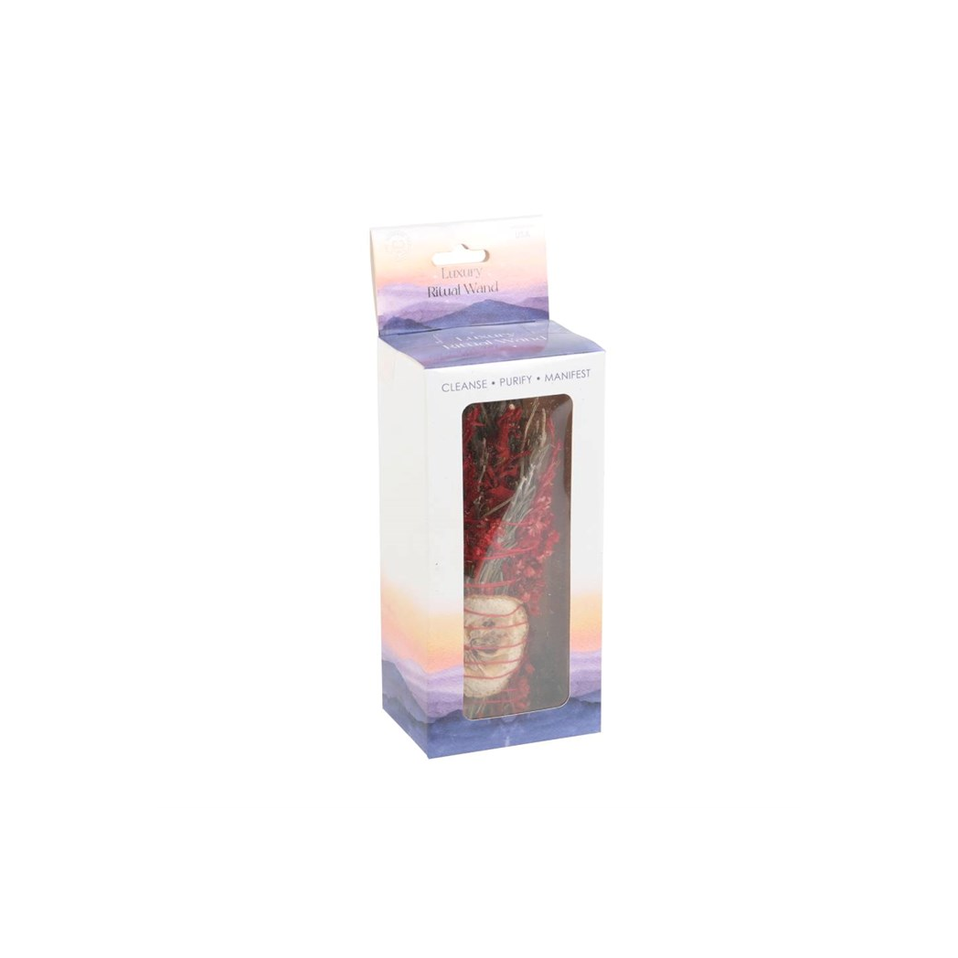 6in Ritual Wand Smudge Stick with Rosemary, Sage and Red Jasper - Image 5
