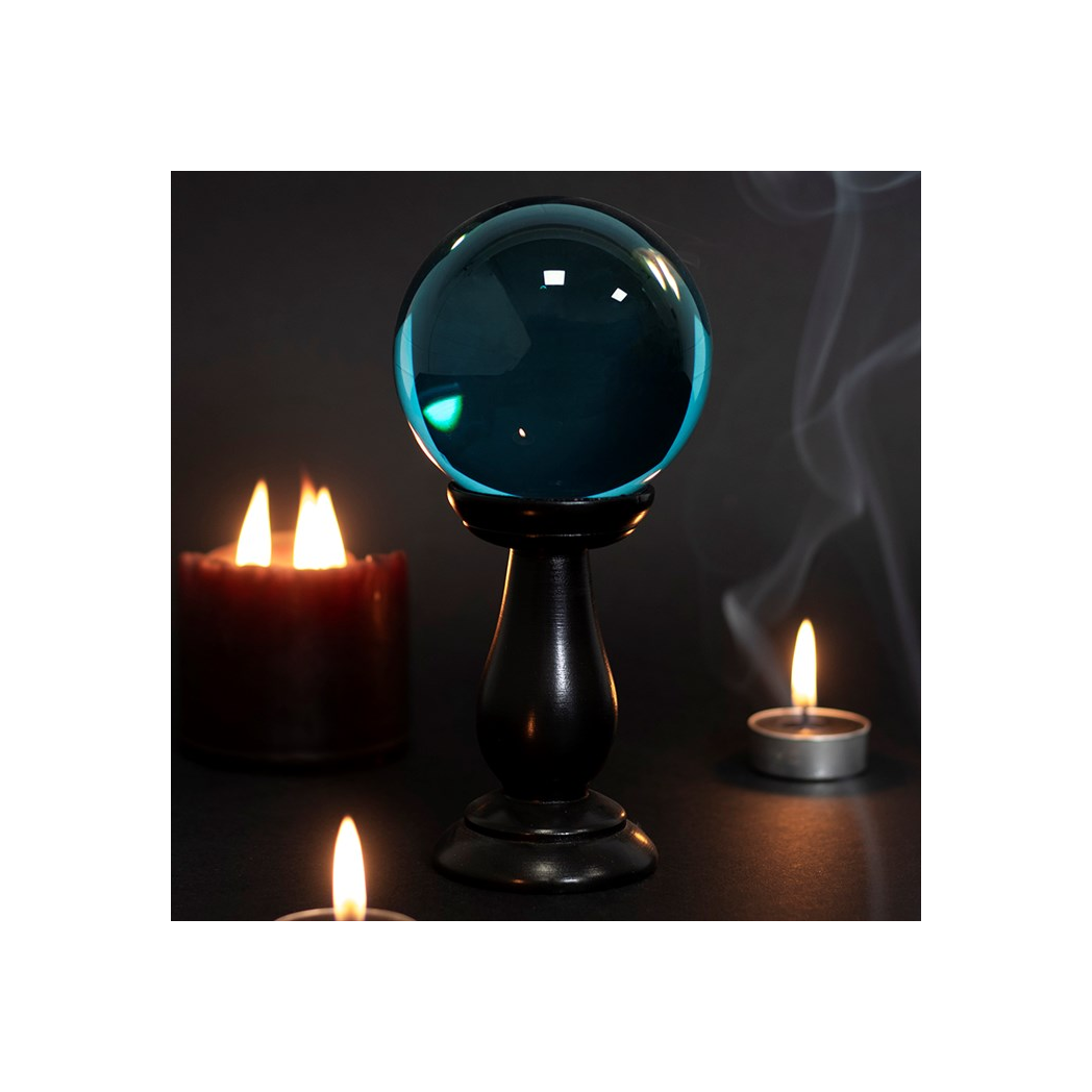 Small Teal Crystal Ball on Stand - Image 2