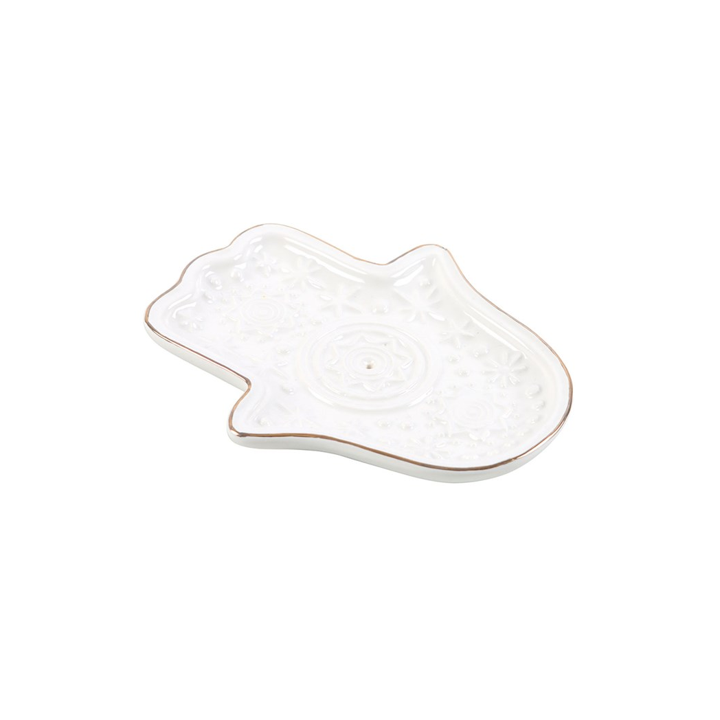 White Hand of Hamsa Incense Holder and Trinket Dish - Image 4