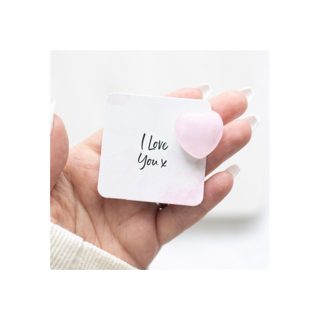 I Love You Rose Quartz Crystal Heart in a Bag - Image 4