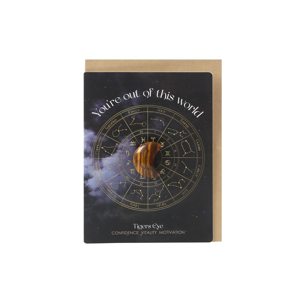 Out Of This World Tiger's Eye Crystal Moon Greeting Card - Image 2