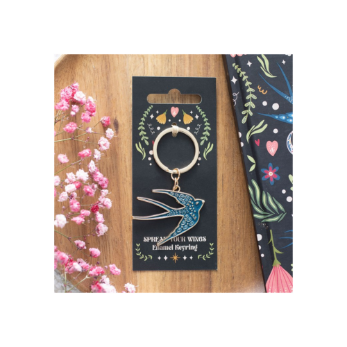 Blue Spread Your Wings Swallow Keyring