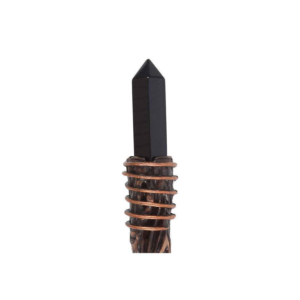 Thin Protection Black Obsidian Crystal Wand - Image 3