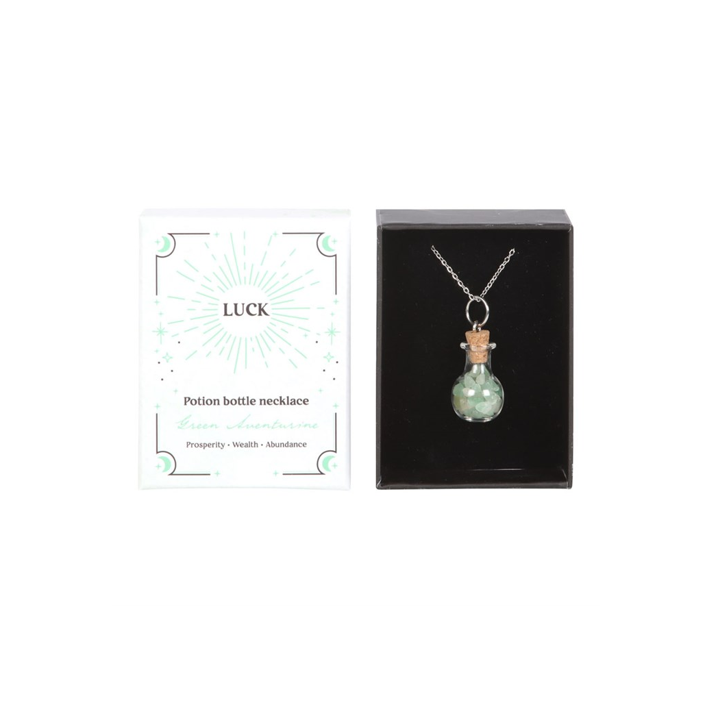 Luck Green Aventurine Crystal Chip Potion Bottle Necklace - Image 2